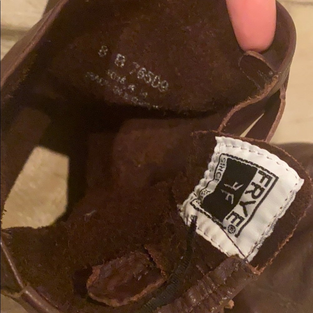 FRYE Veronica Short Mid Calf Boots - Dark Brown - Picture 4 of 7